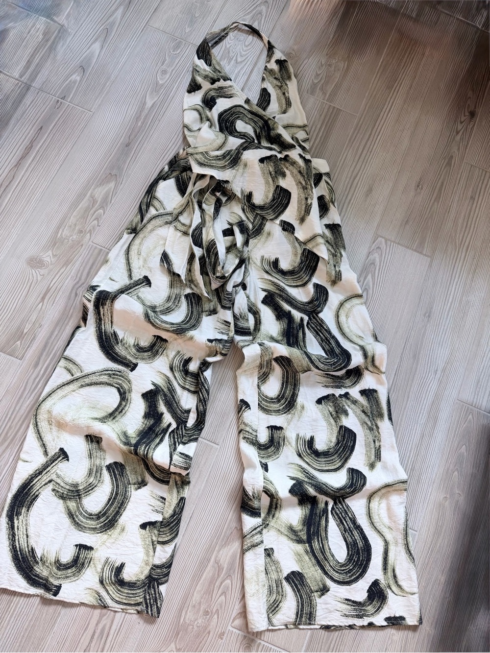 The Sang Los Angeles Abstract Halter Wide Leg Jumpsuit Size Small